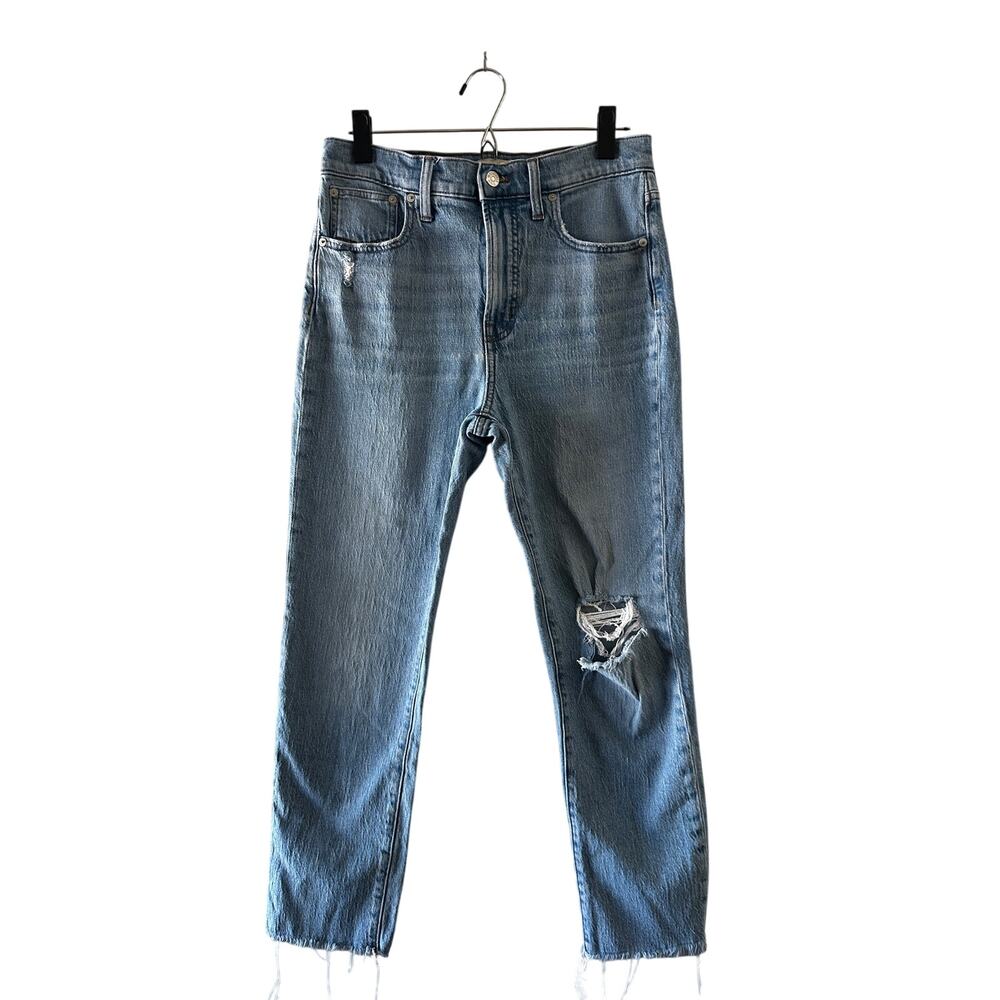 Madewell Blue The Perfect Vintage Distressed Ripped Denim Jeans Women Sz 28